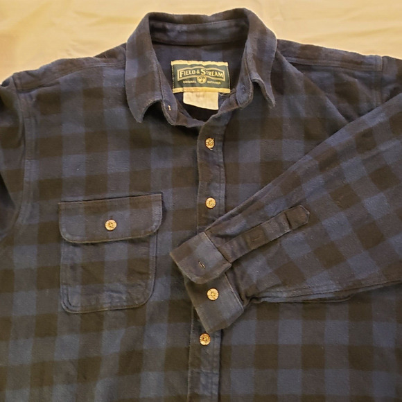Field Stream Mens Long Sleeve Shacket Plaid Flannel Vintage XL See Measurements - Picture 5 of 9